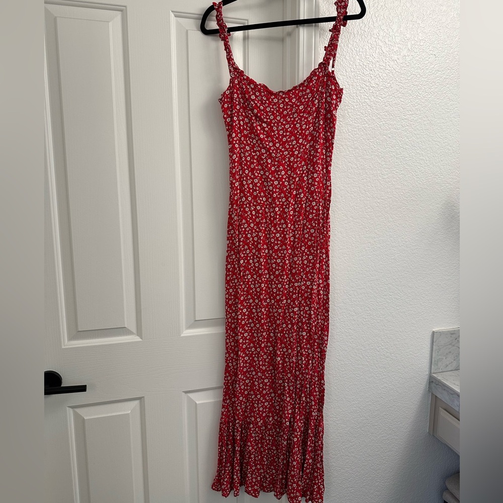 Vici Scarlet Dress with White Floral Design